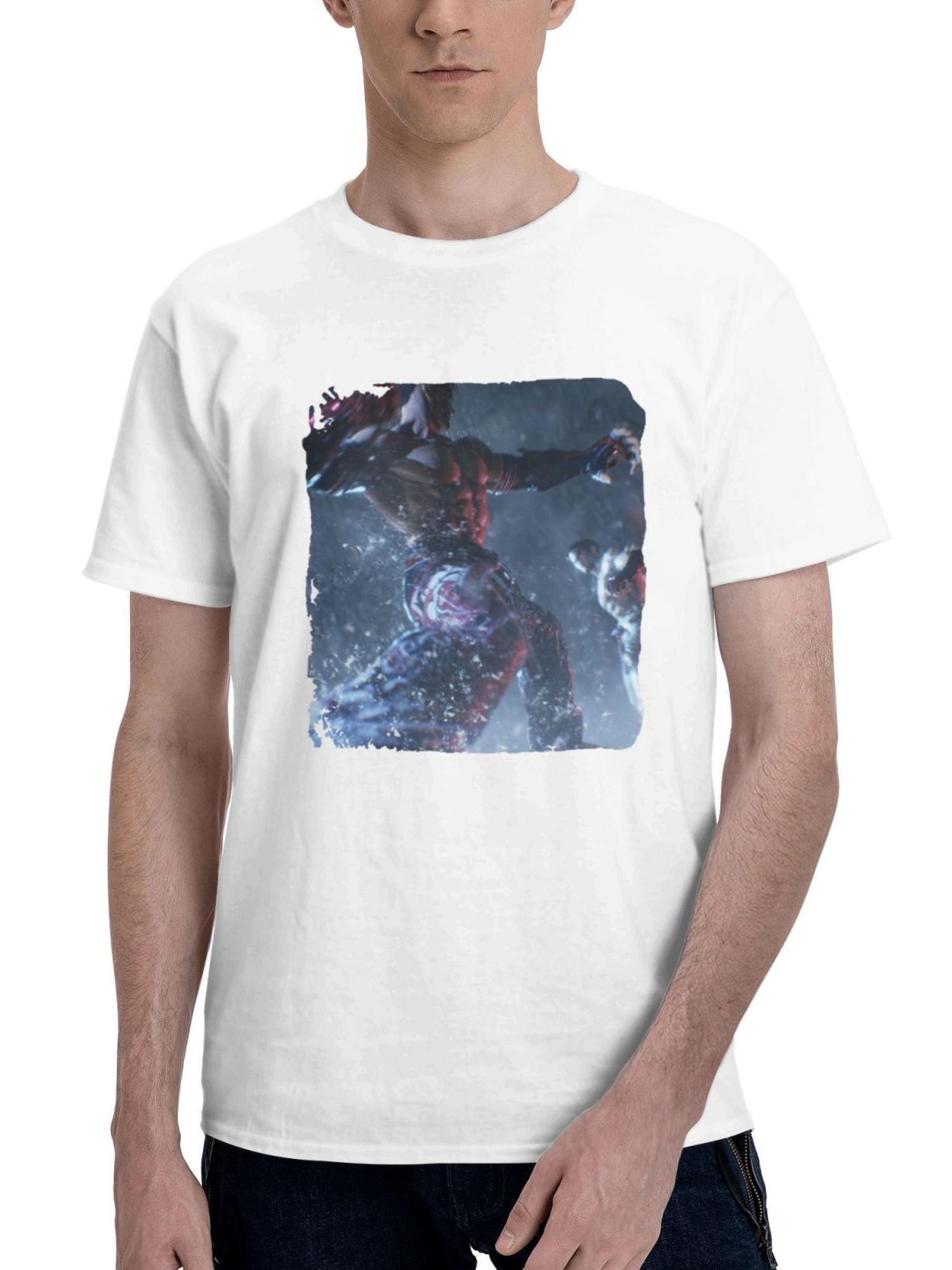 2023 Tekken 8 180G 100% Cotton Printed Round Neck Short-Sleeve T-Shirt, Gifts for Men Dad Husband Grandpa, S-XXXL, White