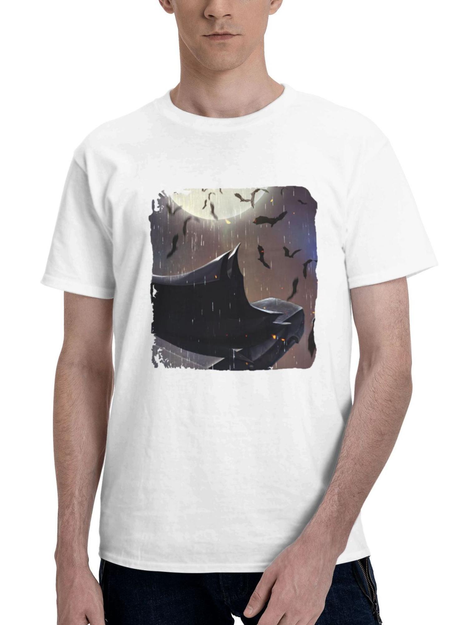 Bat Gotham 180G 100% Cotton Printed Round Neck Short-Sleeve T-Shirt, Gifts for Men Dad Husband Grandpa, S-XXXL, White