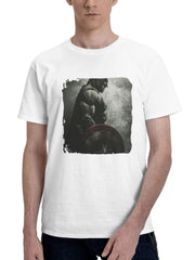 Bat Shield 180G 100% Cotton Printed Round Neck Short-Sleeve T-Shirt, Gifts for Men Dad Husband Grandpa, S-XXXL, White