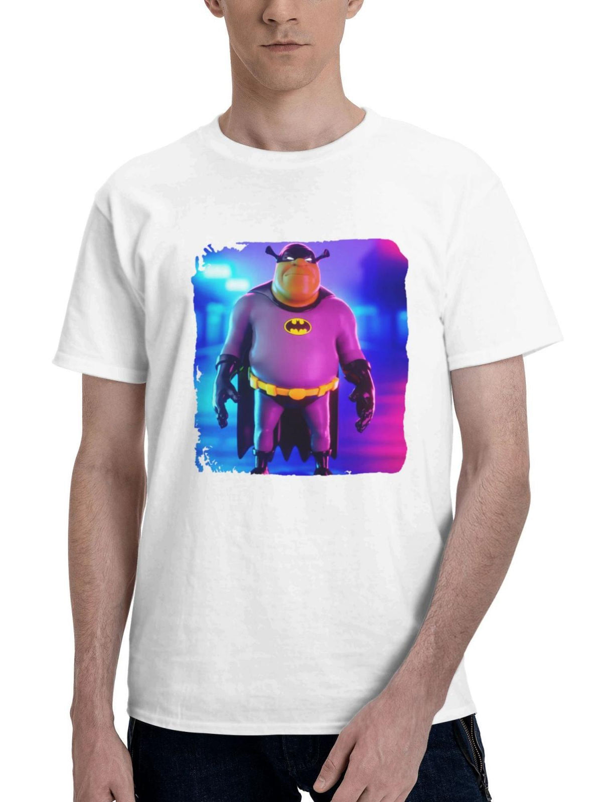 Bat Shrek 180G 100% Cotton Printed Round Neck Short-Sleeve T-Shirt, Gifts for Men Dad Husband Grandpa, S-XXXL, White