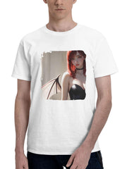 Bat Wing Girl 180G 100% Cotton Printed Round Neck Short-Sleeve T-Shirt, Gifts for Men Dad Husband Grandpa, S-XXXL, White