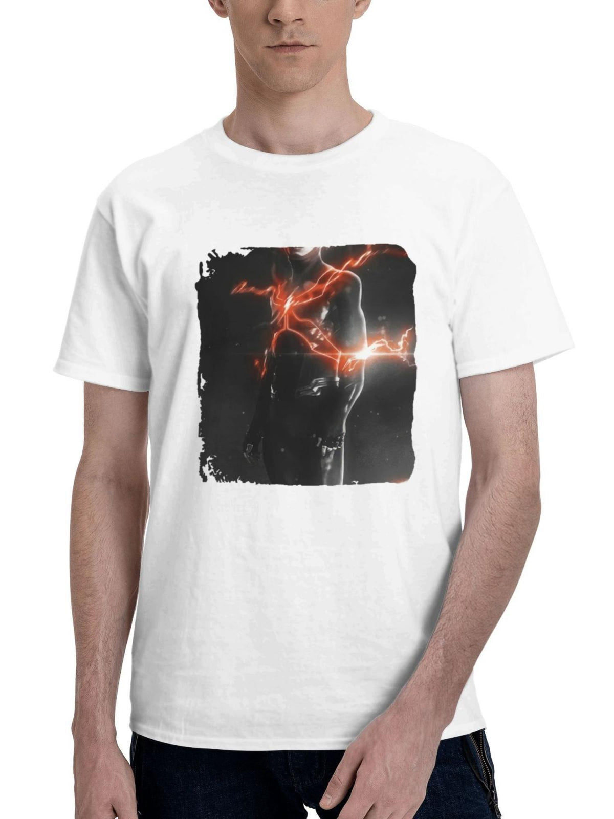 2023 Zack Synder Justice League Part Ii Flash Dark 180G 100% Cotton Printed Round Neck Short-Sleeve T-Shirt, Gifts for Men Dad Husband Grandpa, S-XXXL, White