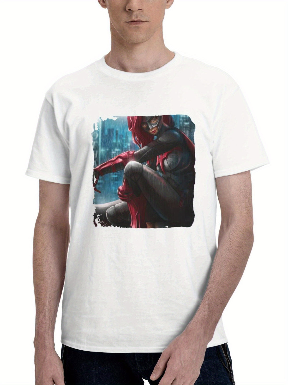 Batgirl Beyond 180G 100% Cotton Printed Round Neck Short-Sleeve T-Shirt, Gifts for Men Dad Husband Grandpa, S-XXXL, White