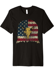 Bald Eagle American Flag Patriotic Freedom Eagle Lover Premium T-Shirt 180G 100% Cotton Printed Round Neck Short-Sleeve T-Shirt, Gifts for Men Dad Husband Grandpa, S-XXXL, Black