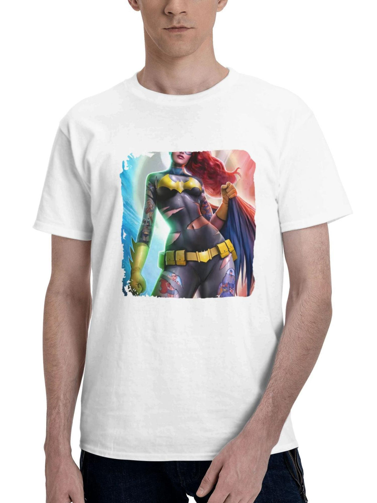 Batgirl Guardian Of Justice 180G 100% Cotton Printed Round Neck Short-Sleeve T-Shirt, Gifts for Men Dad Husband Grandpa, S-XXXL, White