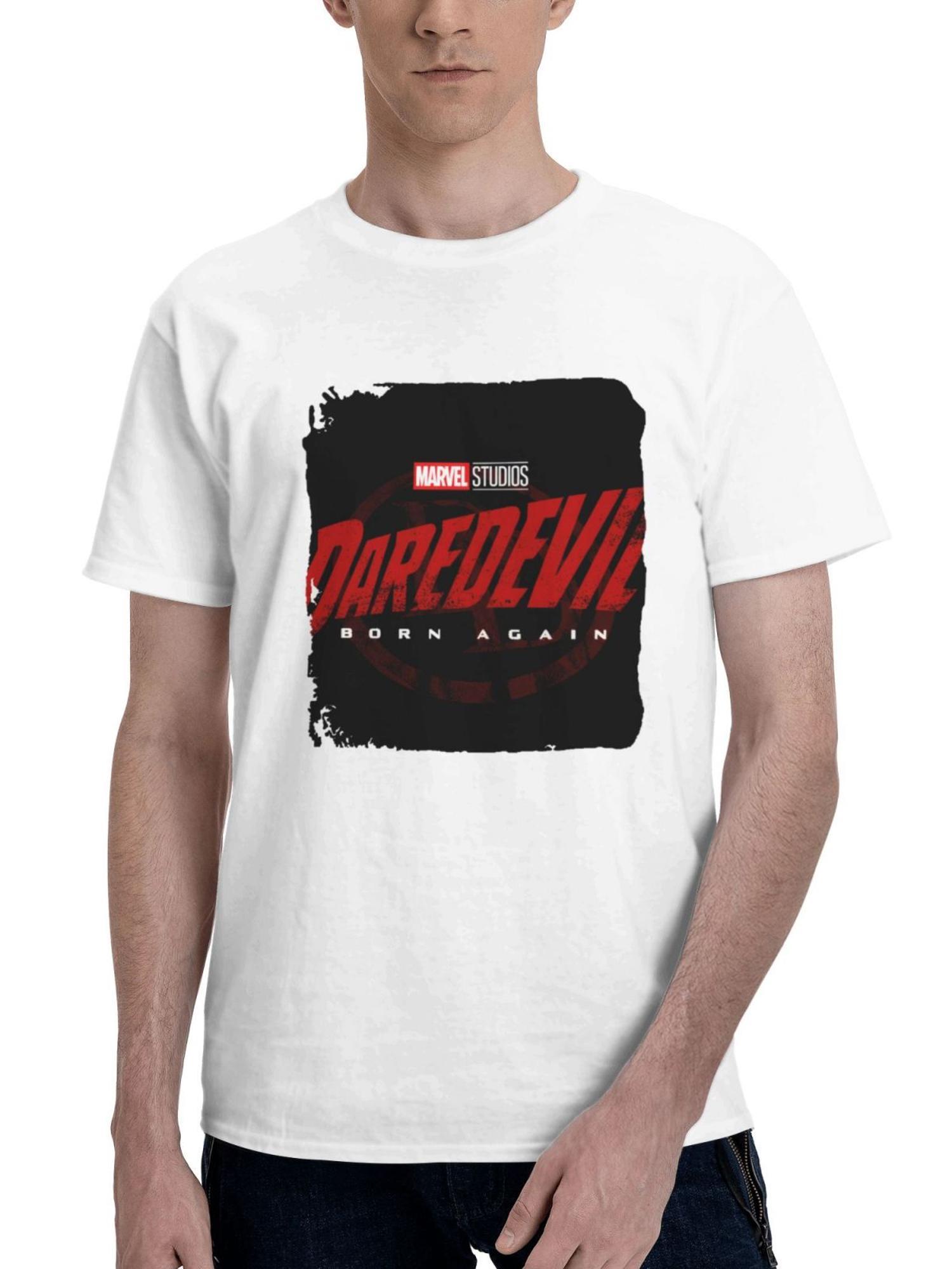 2024 Daredevil Born Again M5 180G 100% Cotton Printed Round Neck Short-Sleeve T-Shirt, Gifts for Men Dad Husband Grandpa, S-XXXL, White