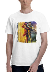 2024 Deadpool And Wolverine Movie 180G 100% Cotton Printed Round Neck Short-Sleeve T-Shirt, Gifts for Men Dad Husband Grandpa, S-XXXL, White