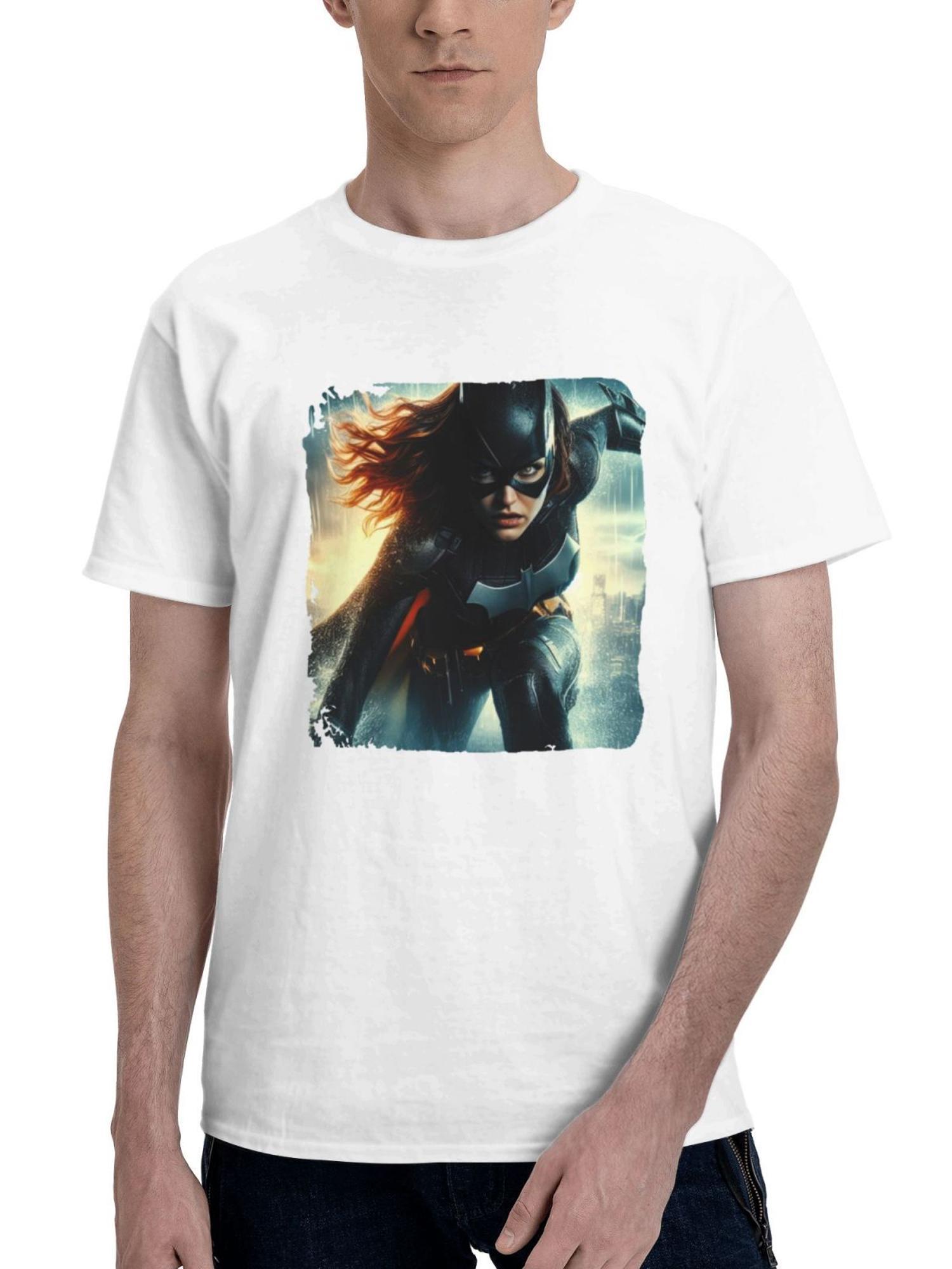 Batgirl Nightfall Elegance 180G 100% Cotton Printed Round Neck Short-Sleeve T-Shirt, Gifts for Men Dad Husband Grandpa, S-XXXL, White