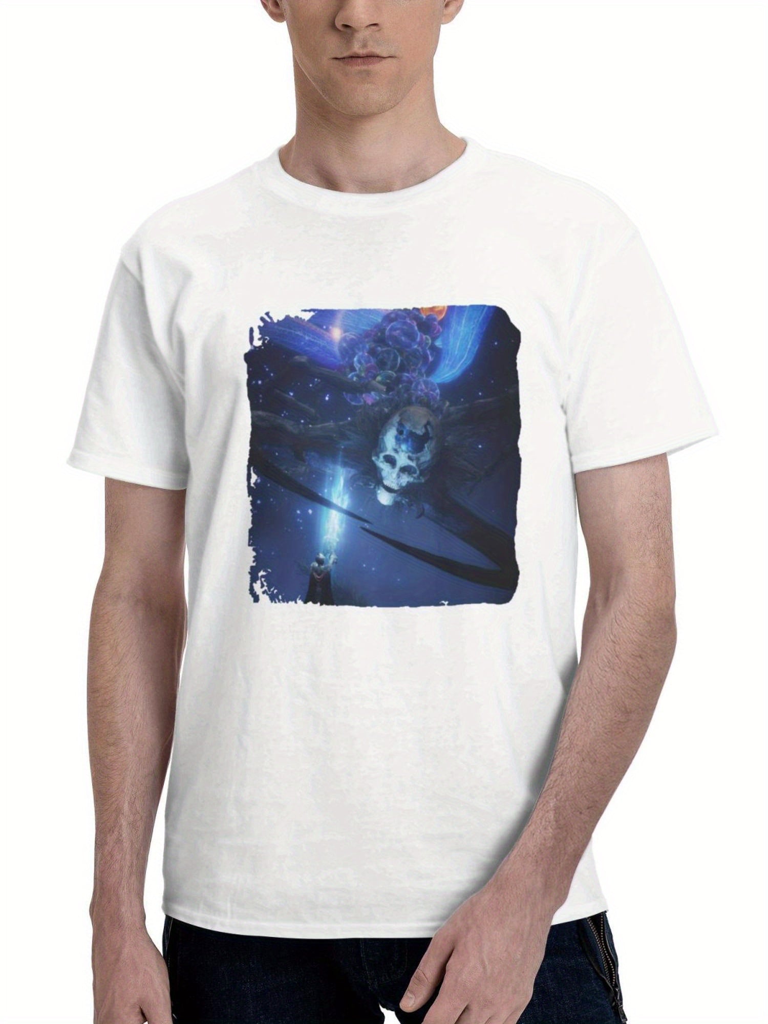 2024 Elden Ring Poster 180G 100% Cotton Printed Round Neck Short-Sleeve T-Shirt, Gifts for Men Dad Husband Grandpa, S-XXXL, White