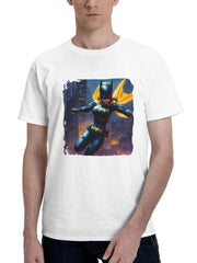 Batgirl Watchful Gaze 180G 100% Cotton Printed Round Neck Short-Sleeve T-Shirt, Gifts for Men Dad Husband Grandpa, S-XXXL, White