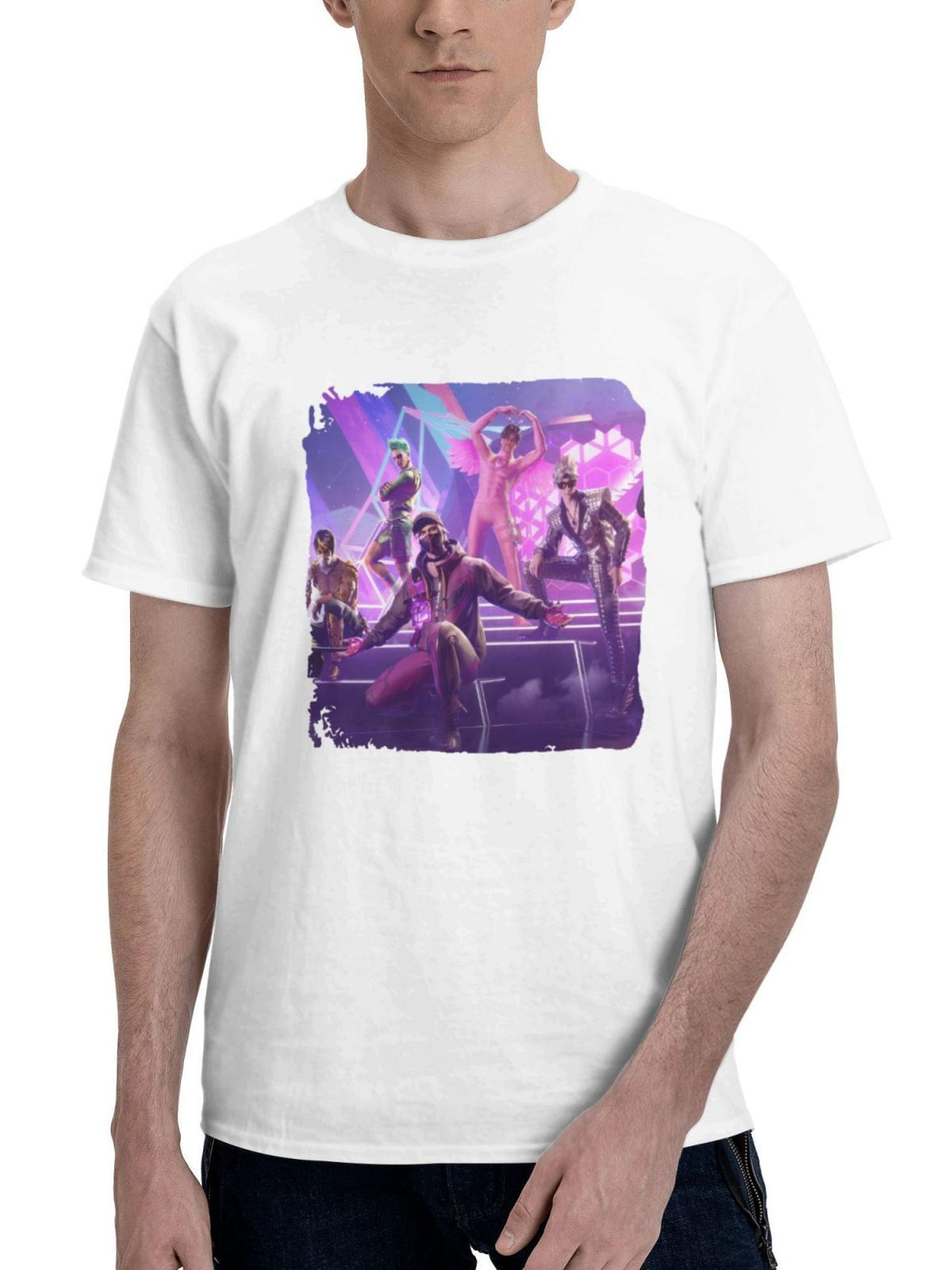2024 Garena Free Fire 180G 100% Cotton Printed Round Neck Short-Sleeve T-Shirt, Gifts for Men Dad Husband Grandpa, S-XXXL, White