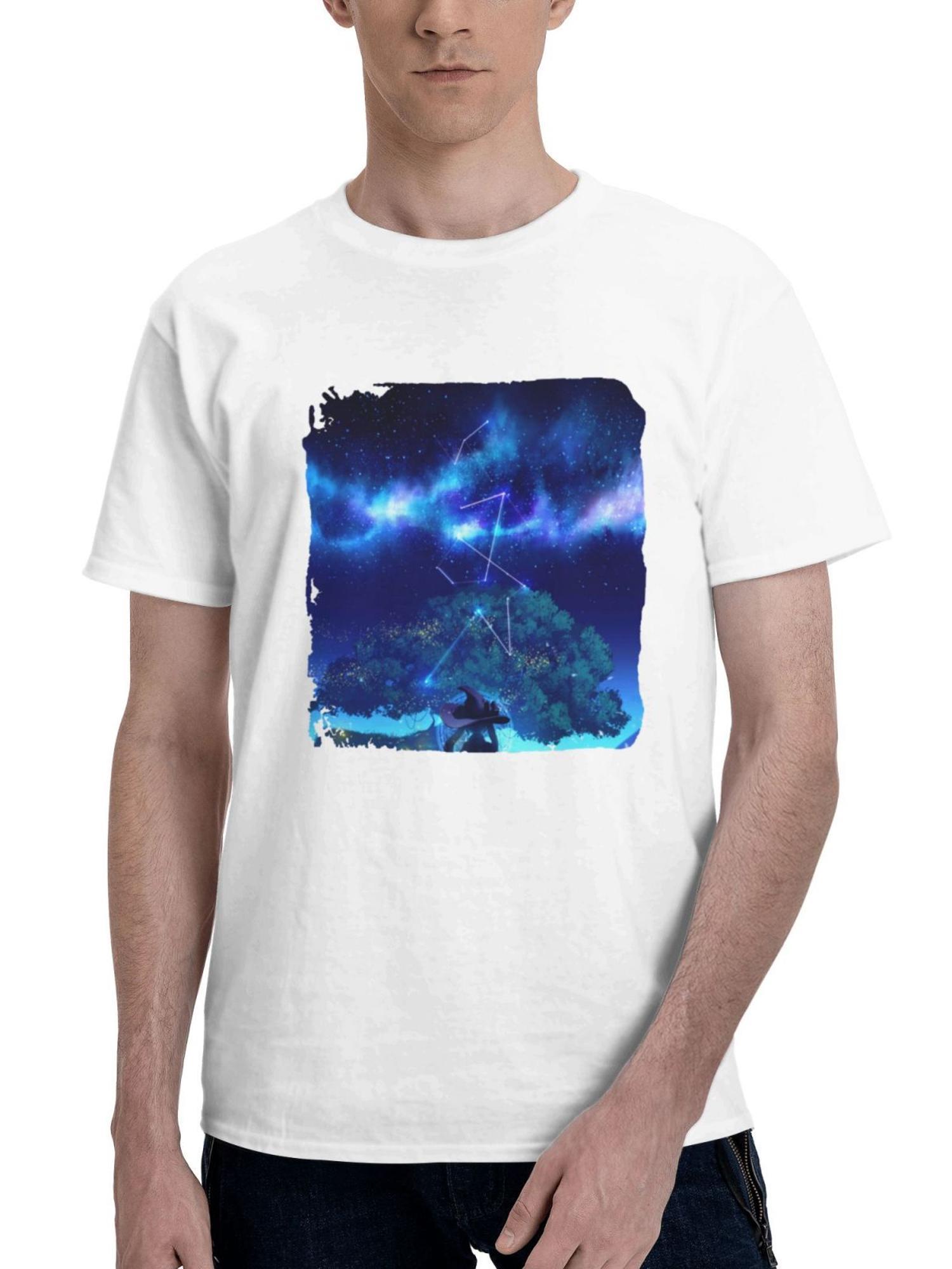 2024 Genshin Impact Eb 180G 100% Cotton Printed Round Neck Short-Sleeve T-Shirt, Gifts for Men Dad Husband Grandpa, S-XXXL, White