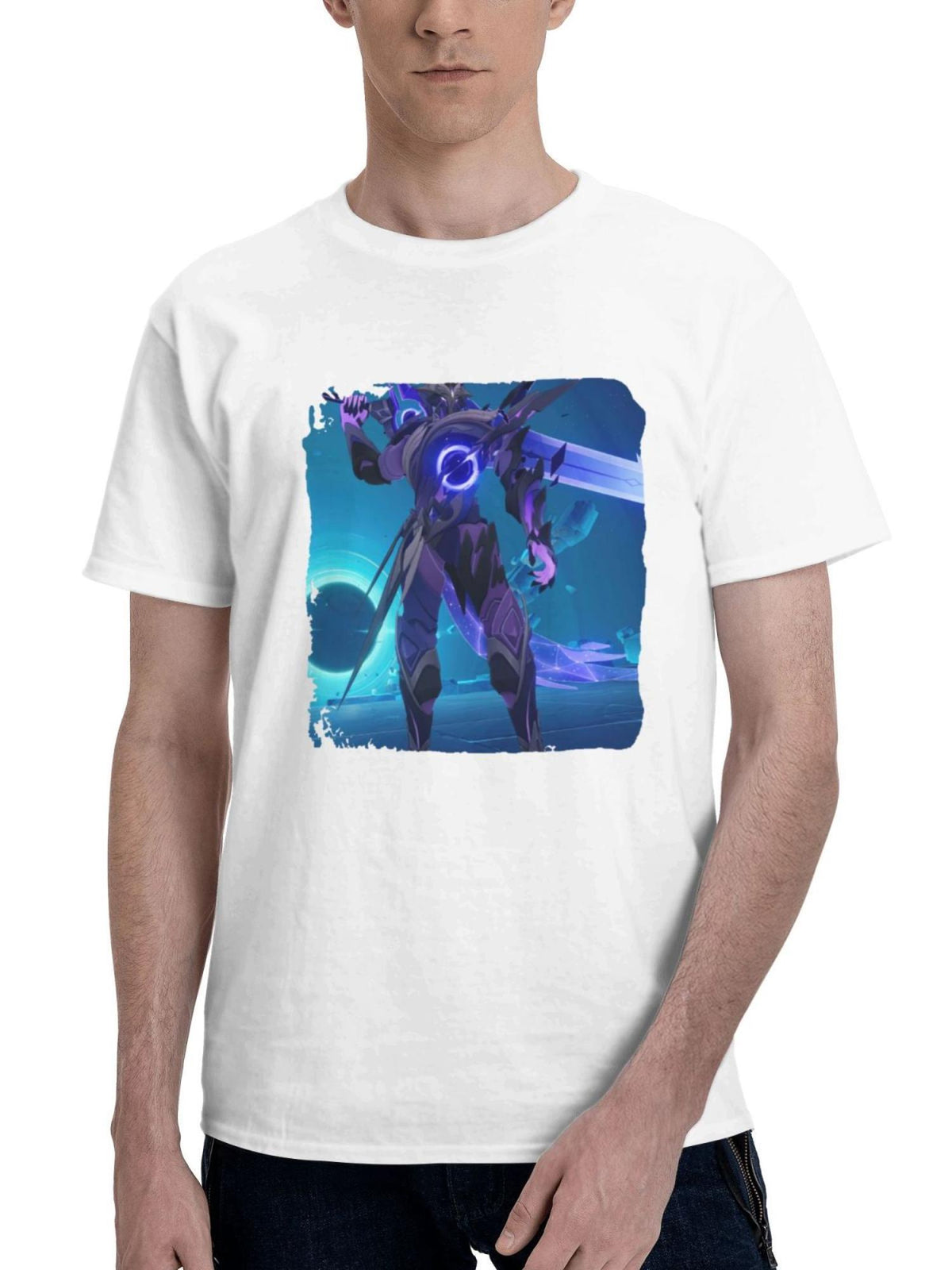 2024 Genshin Impact Game 180G 100% Cotton Printed Round Neck Short-Sleeve T-Shirt, Gifts for Men Dad Husband Grandpa, S-XXXL, White