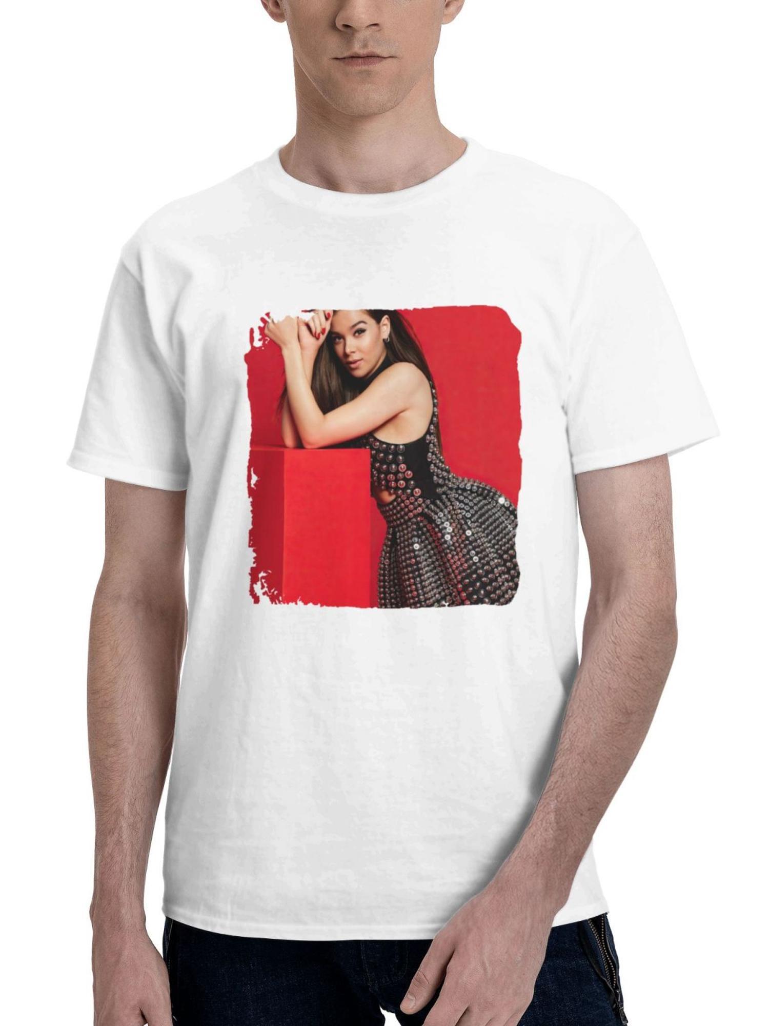 2024 Hailee Steinfeld 180G 100% Cotton Printed Round Neck Short-Sleeve T-Shirt, Gifts for Men Dad Husband Grandpa, S-XXXL, White