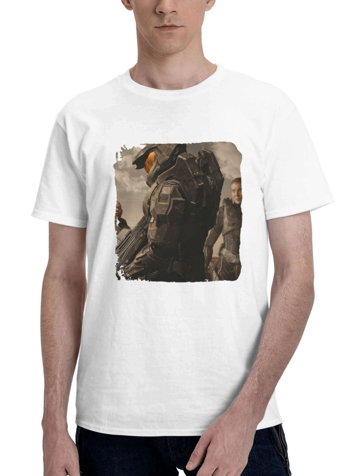 2024 Halo Season 2 180G 100% Cotton Printed Round Neck Short-Sleeve T-Shirt, Gifts for Men Dad Husband Grandpa, S-XXXL, White