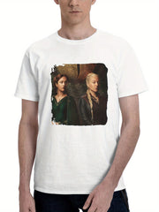 2024 House Of The Dragon Season 2 Tv Series 180G 100% Cotton Printed Round Neck Short-Sleeve T-Shirt, Gifts for Men Dad Husband Grandpa, S-XXXL, White