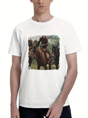 2024 Kingdom Of The Planet Of The Apes Imax Poster 180G 100% Cotton Printed Round Neck Short-Sleeve T-Shirt, Gifts for Men Dad Husband Grandpa, S-XXXL, White