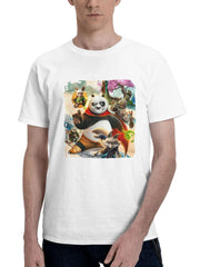 2024 Kung Fu Panda 4 Movie 180G 100% Cotton Printed Round Neck Short-Sleeve T-Shirt, Gifts for Men Dad Husband Grandpa, S-XXXL, White