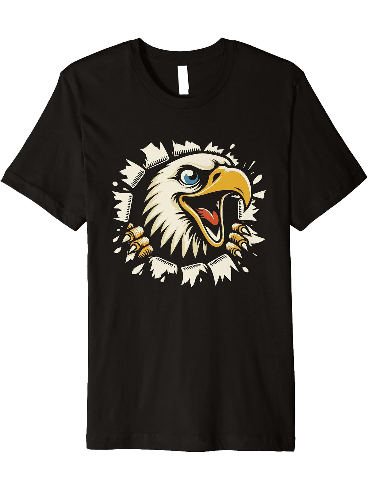 Funny Bald Eagle Peeking Graphic Art Design Premium T-Shirt 180G 100% Cotton Printed Round Neck Short-Sleeve T-Shirt, Gifts for Men Dad Husband Grandpa, S-XXXL, Black