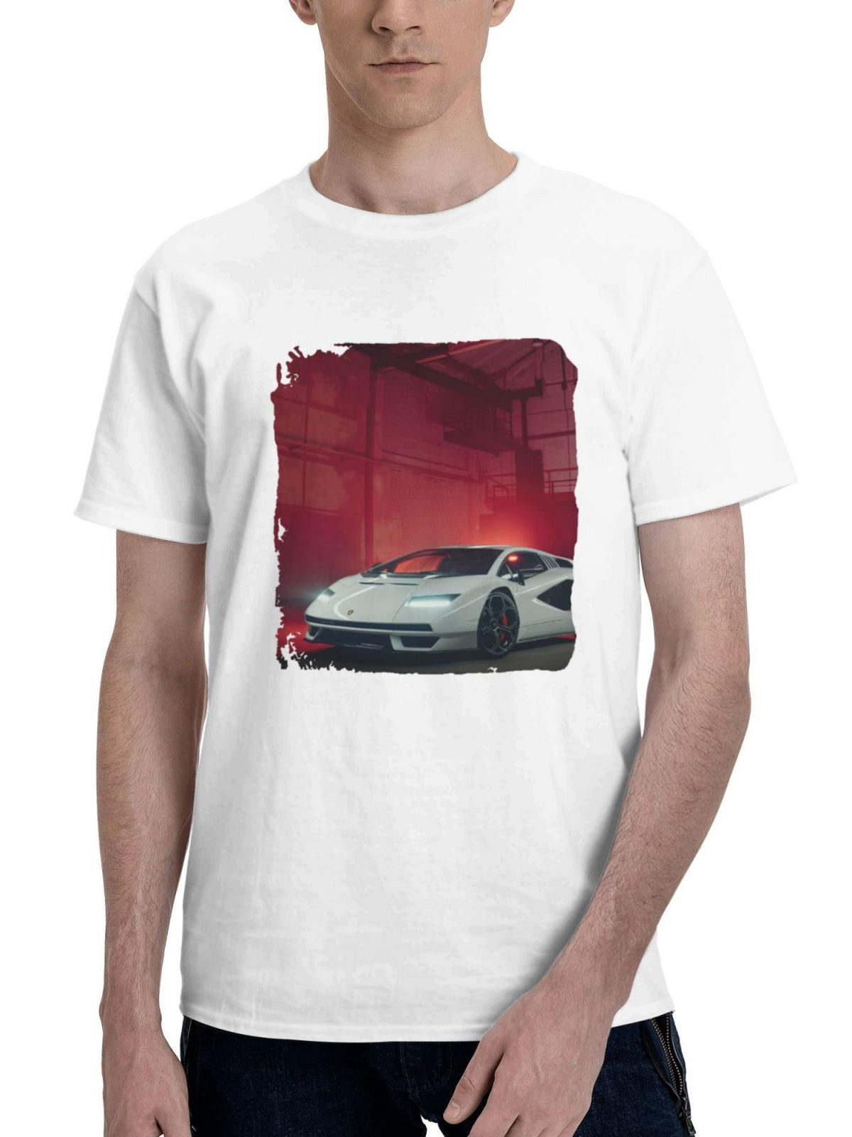 2024 Lamborghini Countach Lpi 800 4 180G 100% Cotton Printed Round Neck Short-Sleeve T-Shirt, Gifts for Men Dad Husband Grandpa, S-XXXL, White