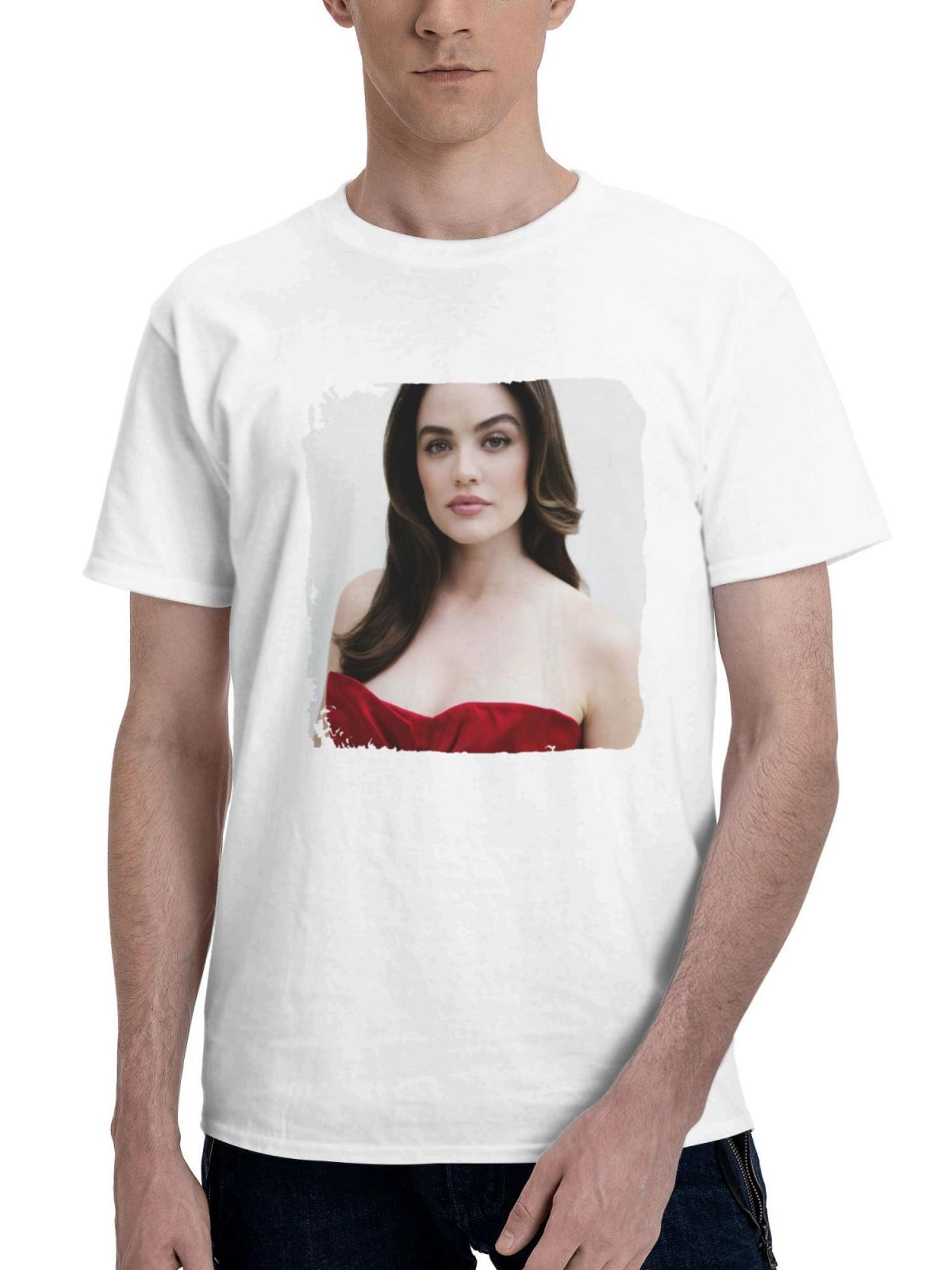 2024 Lucy Hale 180G 100% Cotton Printed Round Neck Short-Sleeve T-Shirt, Gifts for Men Dad Husband Grandpa, S-XXXL, White