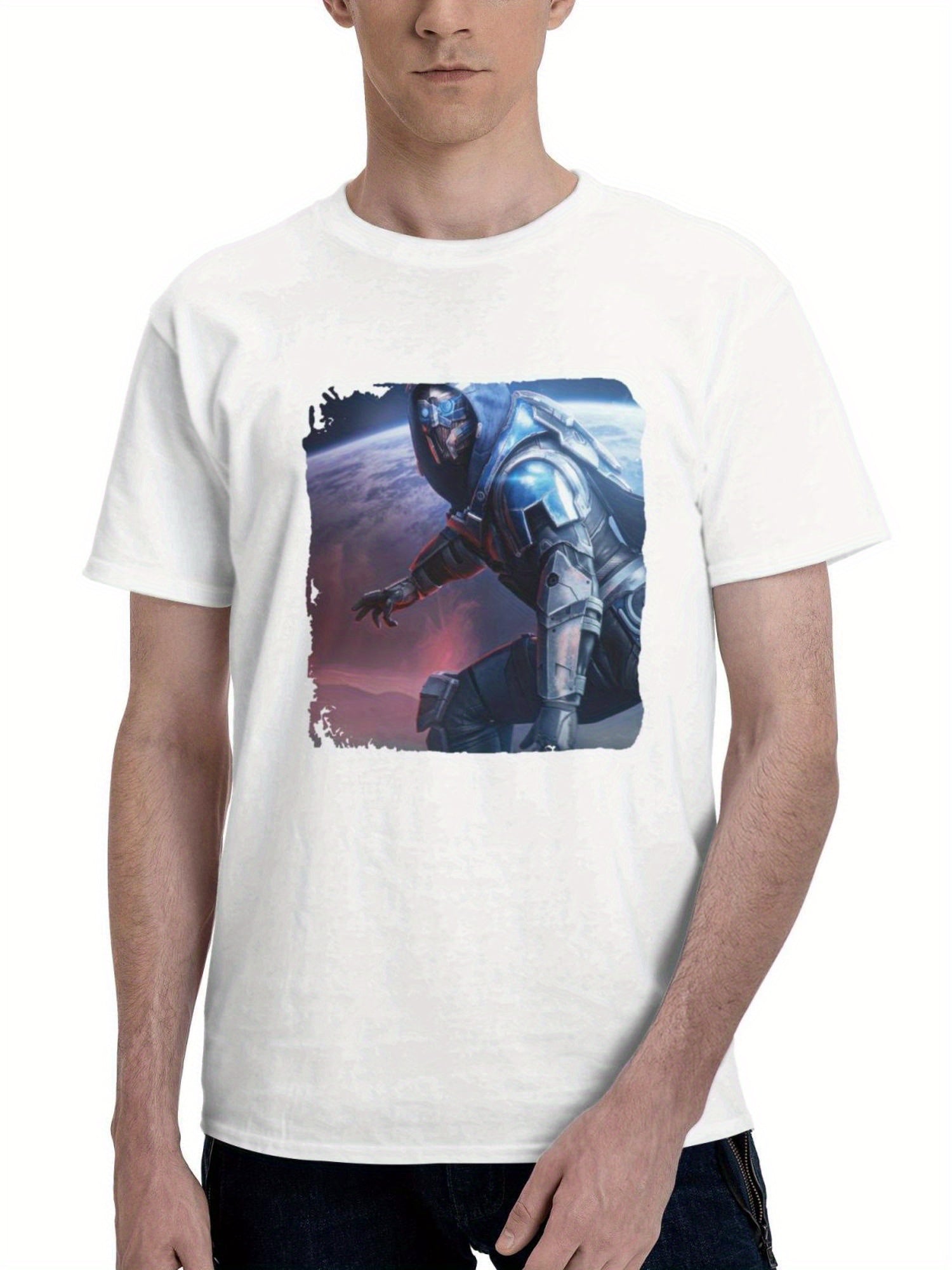 2024 Mass Effect Bi 180G 100% Cotton Printed Round Neck Short-Sleeve T-Shirt, Gifts for Men Dad Husband Grandpa, S-XXXL, White