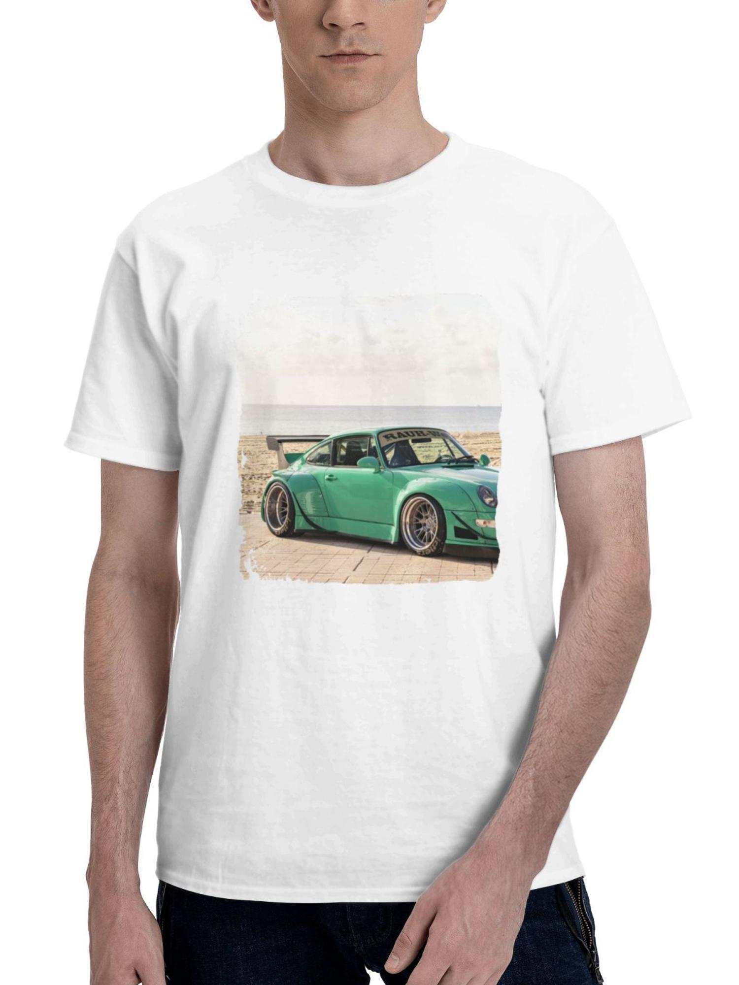 2024 Porsche 993 Rwb 180G 100% Cotton Printed Round Neck Short-Sleeve T-Shirt, Gifts for Men Dad Husband Grandpa, S-XXXL, White