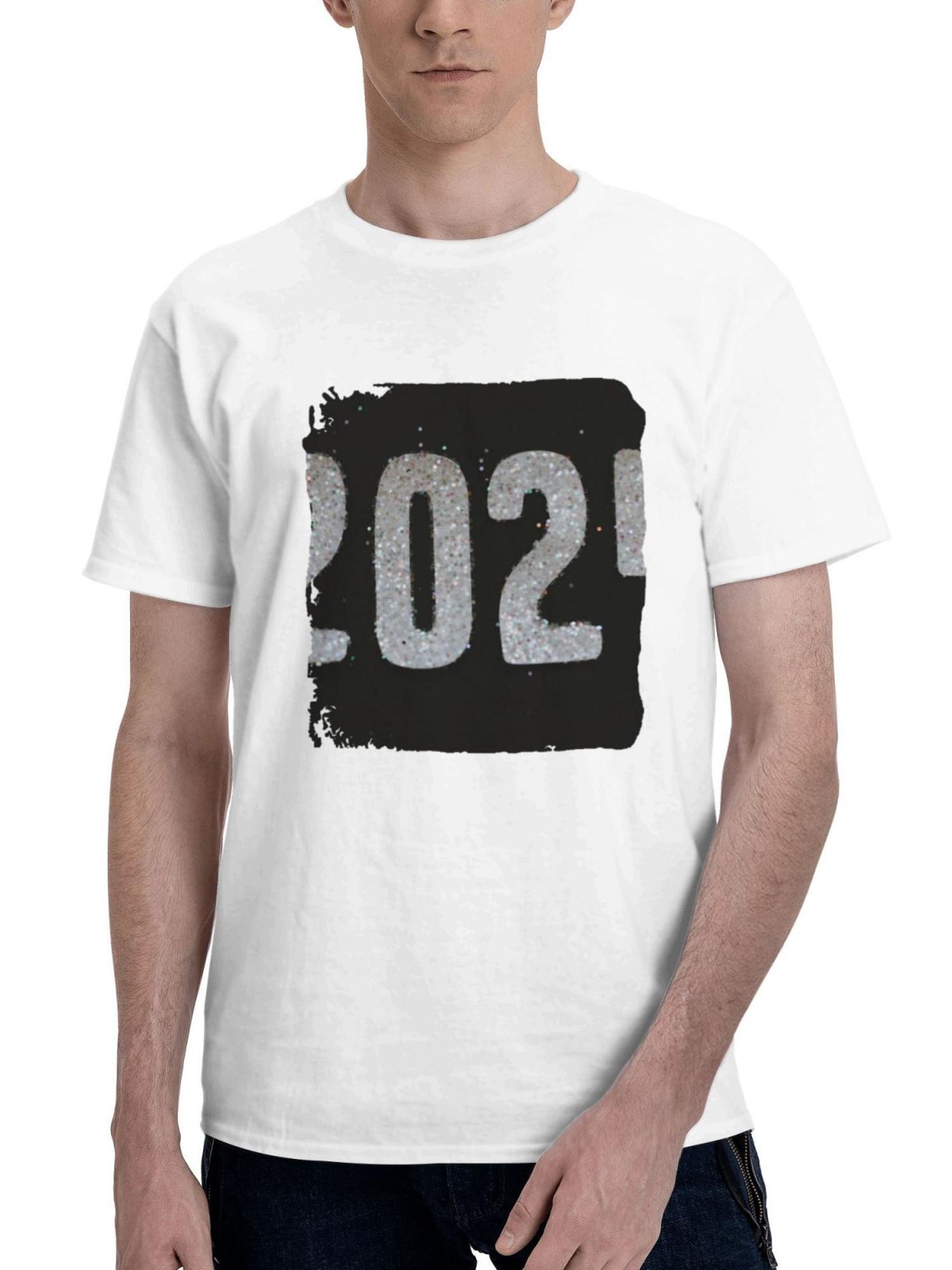 2024 180G 100% Cotton Printed Round Neck Short-Sleeve T-Shirt, Gifts for Men Dad Husband Grandpa, S-XXXL, White