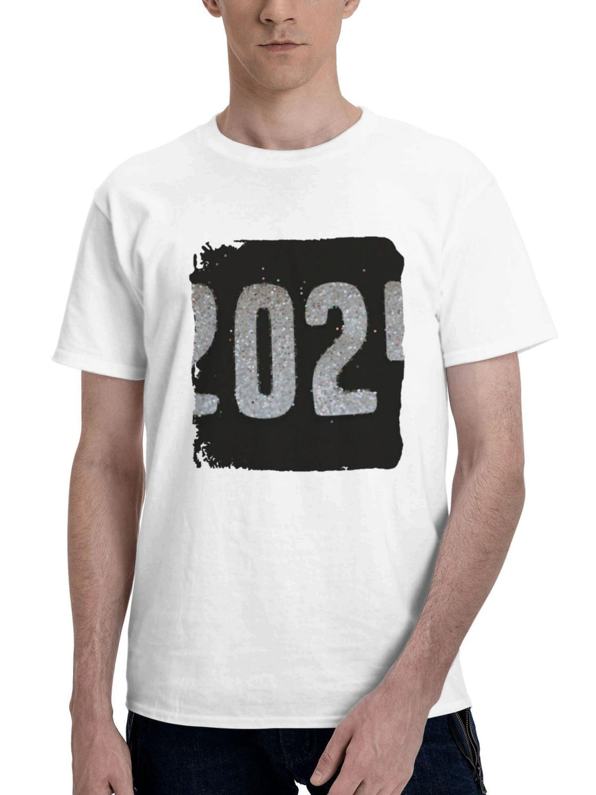 2024 180G 100% Cotton Printed Round Neck Short-Sleeve T-Shirt, Gifts for Men Dad Husband Grandpa, S-XXXL, White