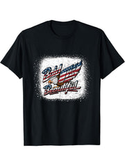 4th of July Bald Is Beautiful Bald Eagle Men Women Gift T-Shirt 180G 100% Cotton Printed Round Neck Short-Sleeve T-Shirt, Gifts for Men Dad Husband Grandpa, S-XXXL, Black