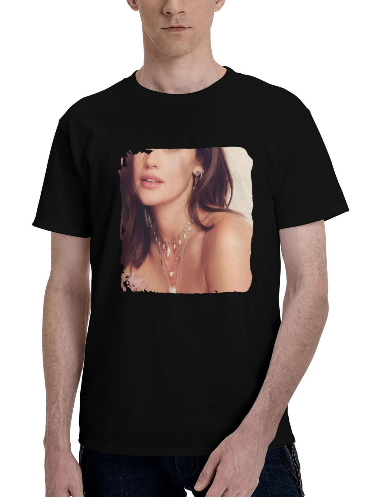 Lucy-Hale Jacquie Aiche 180G 100% Cotton Printed Round Neck Short-Sleeve T-Shirt, Christmas Gifts for Men Dad Husband Grandpa, S-XXXL, Black