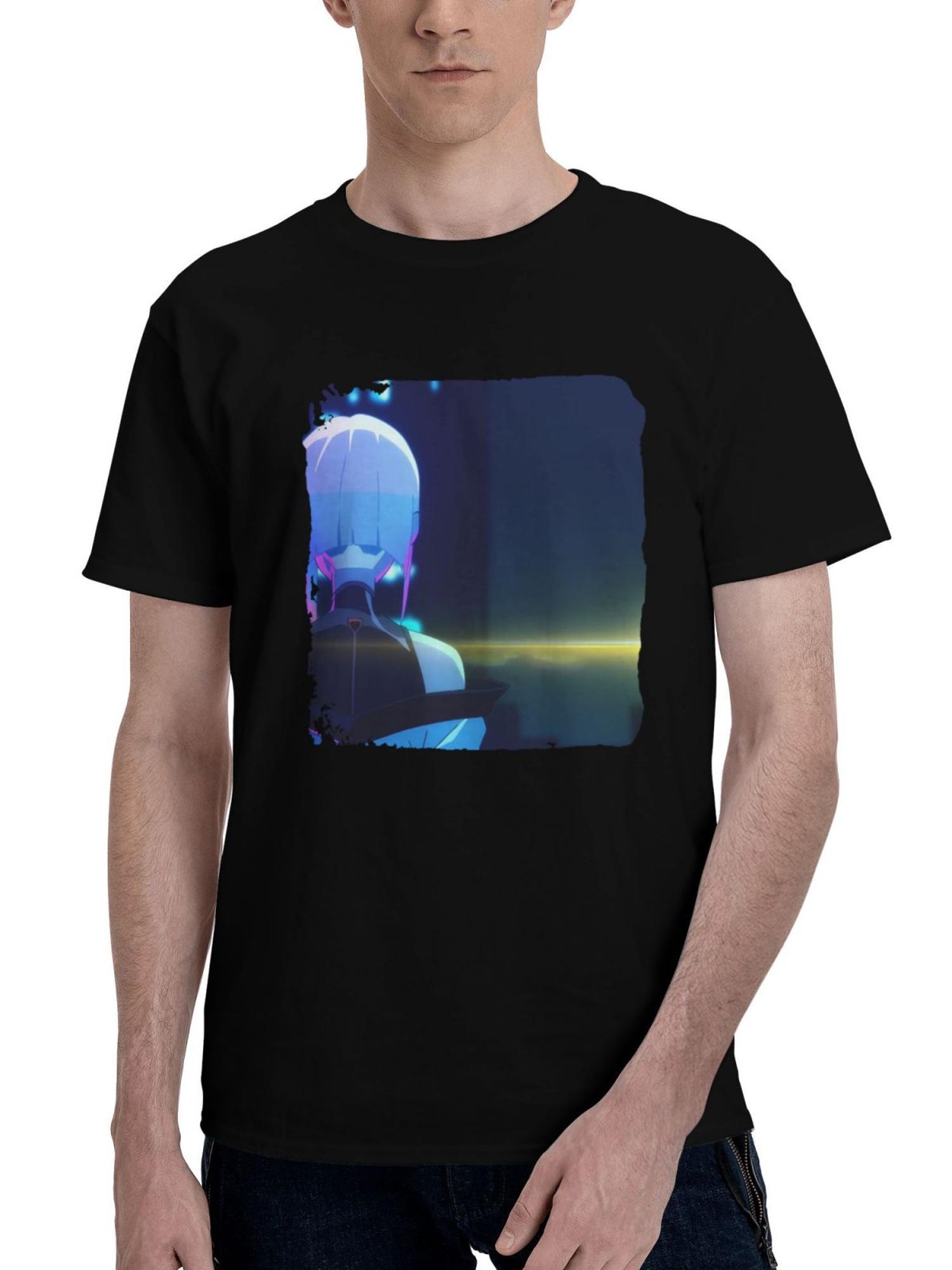 Lucyna-Kushinada Cyberpunk Edgerunners Dr 180G 100% Cotton Printed Round Neck Short-Sleeve T-Shirt, Christmas Gifts for Men Dad Husband Grandpa, S-XXXL, Black