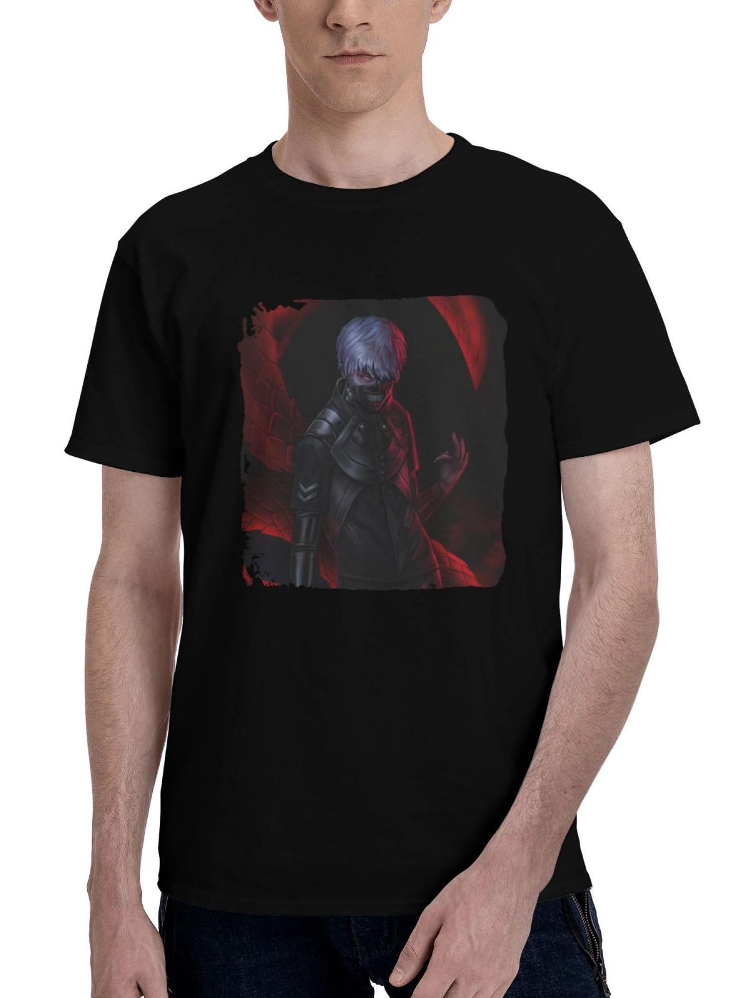 Ken-Kaneki 180G 100% Cotton Printed Round Neck Short-Sleeve T-Shirt, Christmas Gifts for Men Dad Husband Grandpa, S-XXXL, Black