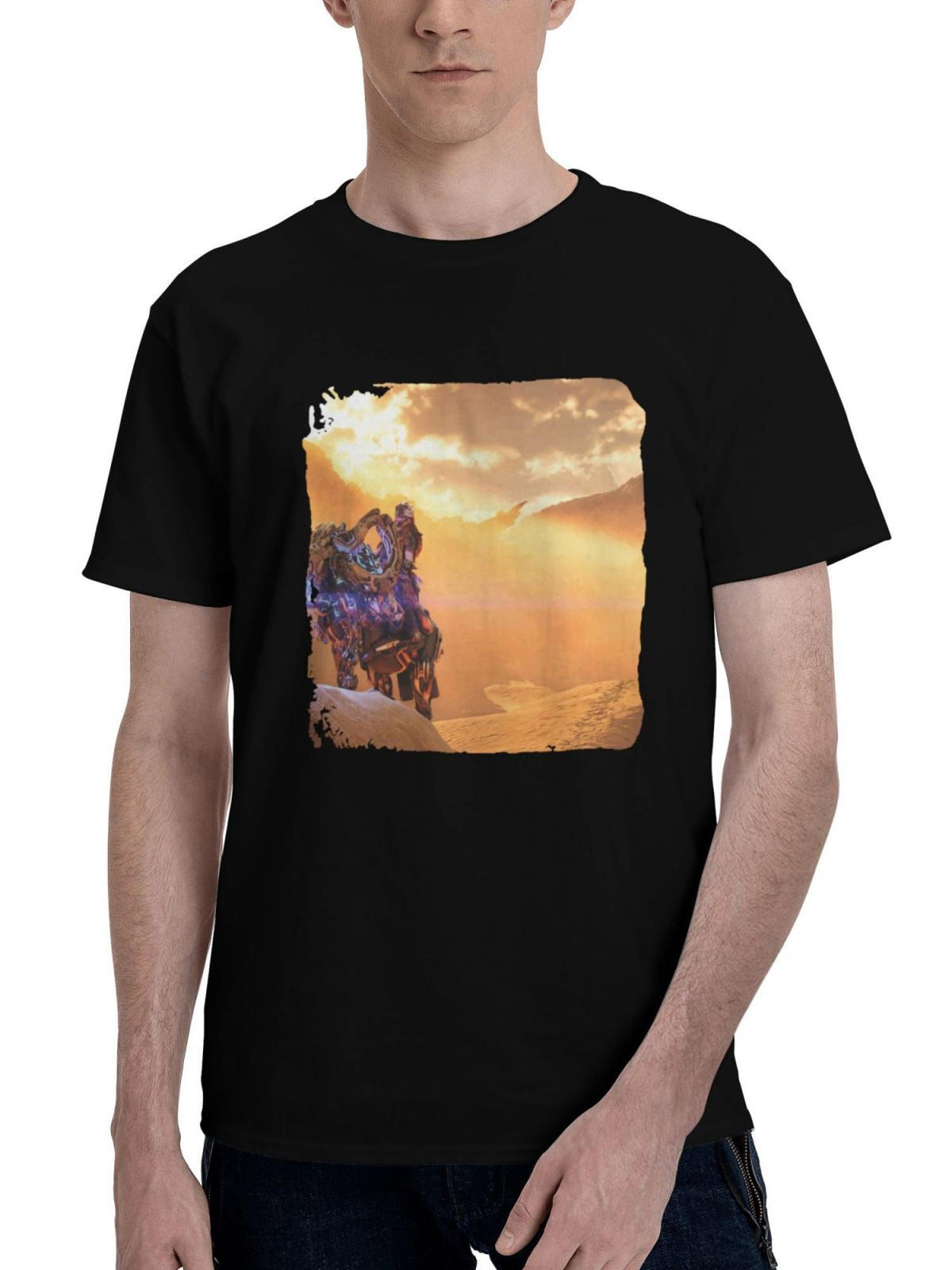 Aloy-From Horizon Forbidden West 8h 180G 100% Cotton Printed Round Neck Short-Sleeve T-Shirt, Christmas Gifts for Men Dad Husband Grandpa, S-XXXL, Black