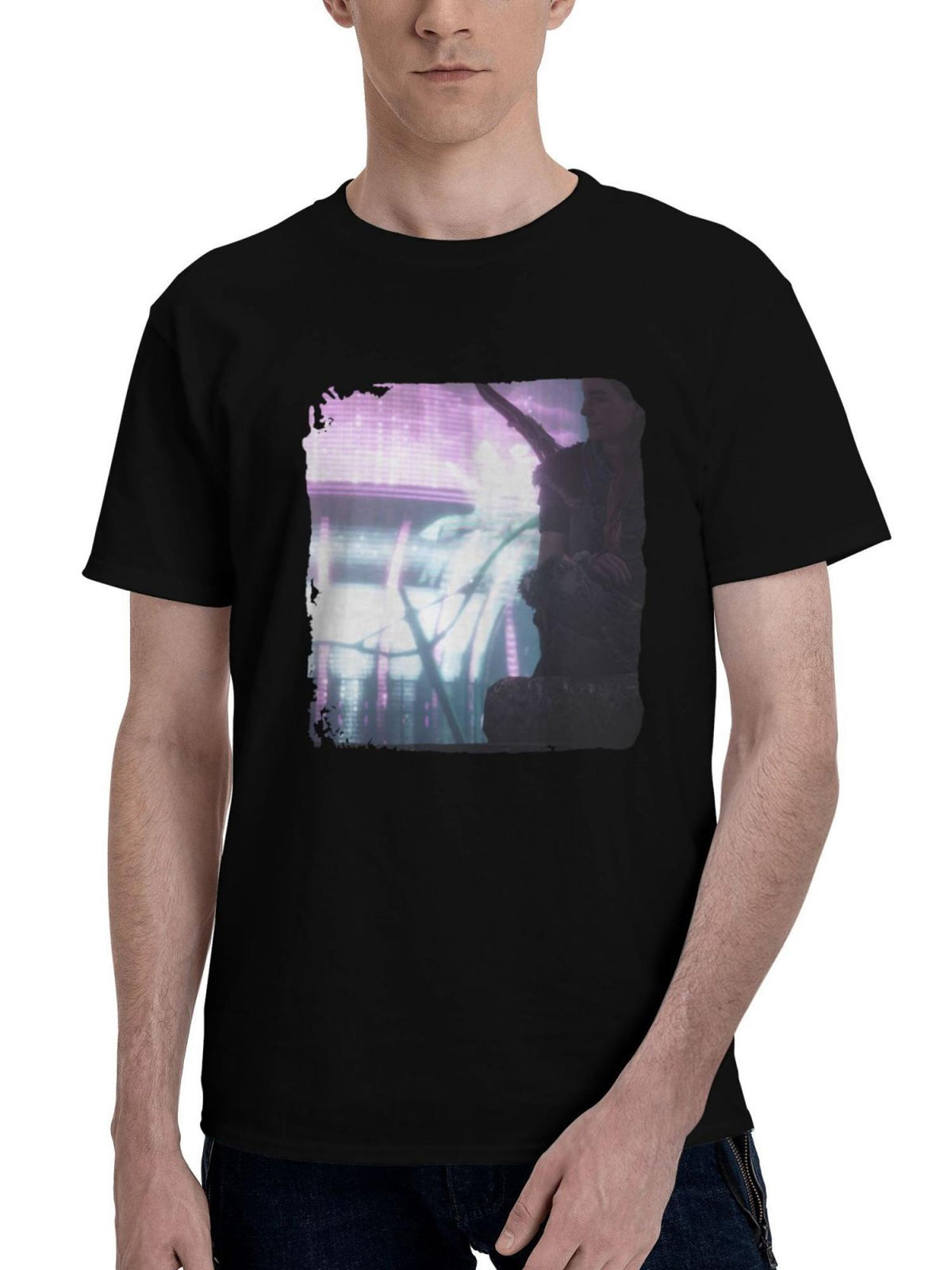 Aloy-From Horizon Forbidden West 2023 Br 180G 100% Cotton Printed Round Neck Short-Sleeve T-Shirt, Christmas Gifts for Men Dad Husband Grandpa, S-XXXL, Black