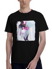 Amazing-Spider Man And Gwen Stacy 180G 100% Cotton Printed Round Neck Short-Sleeve T-Shirt, Christmas Gifts for Men Dad Husband Grandpa, S-XXXL, Black