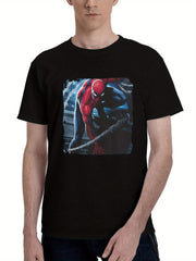 Amazing-Spider Man Unleashed 180G 100% Cotton Printed Round Neck Short-Sleeve T-Shirt, Christmas Gifts for Men Dad Husband Grandpa, S-XXXL, Black