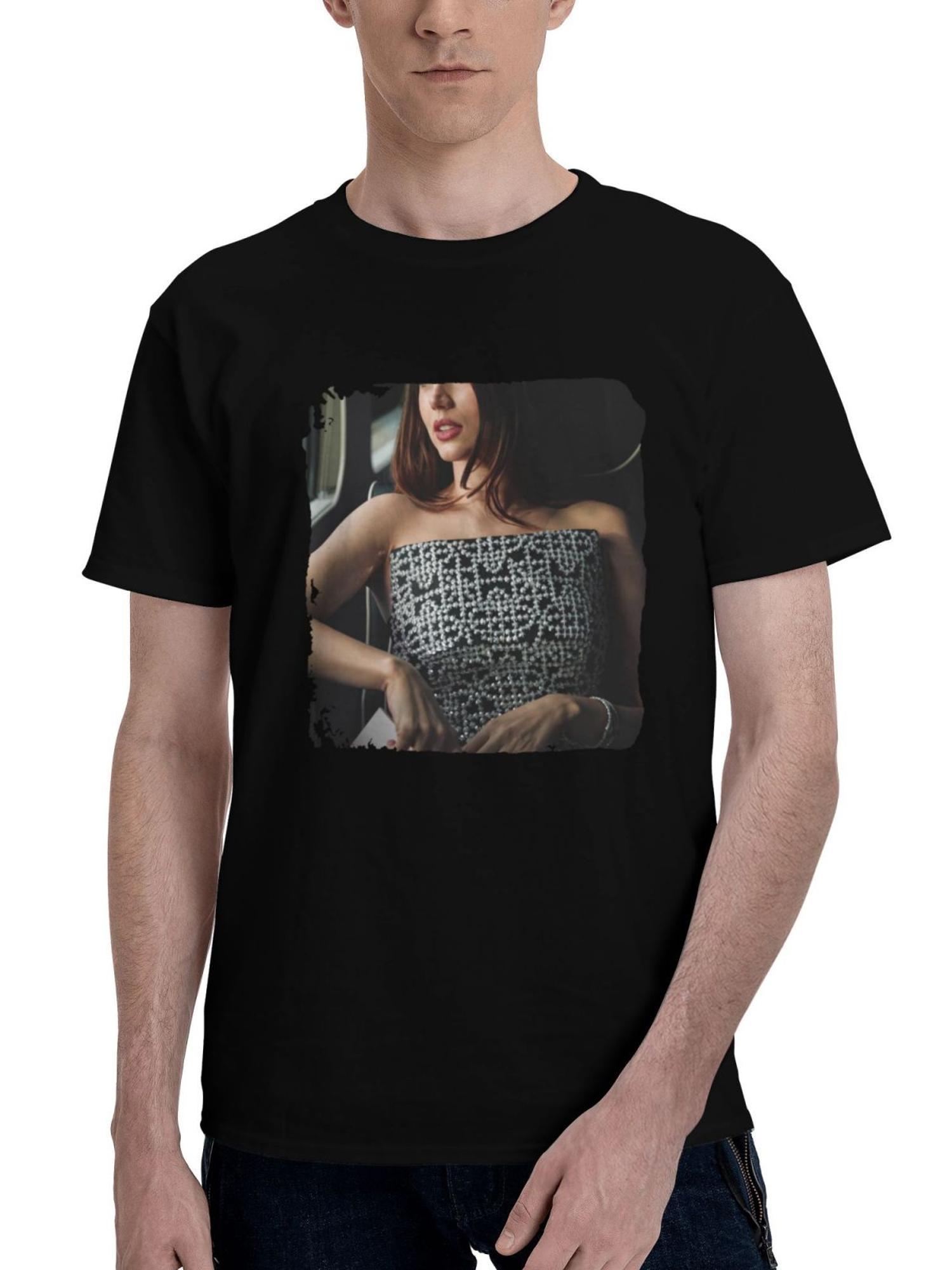 Ana-De Armas 2024 180G 100% Cotton Printed Round Neck Short-Sleeve T-Shirt, Christmas Gifts for Men Dad Husband Grandpa, S-XXXL, Black