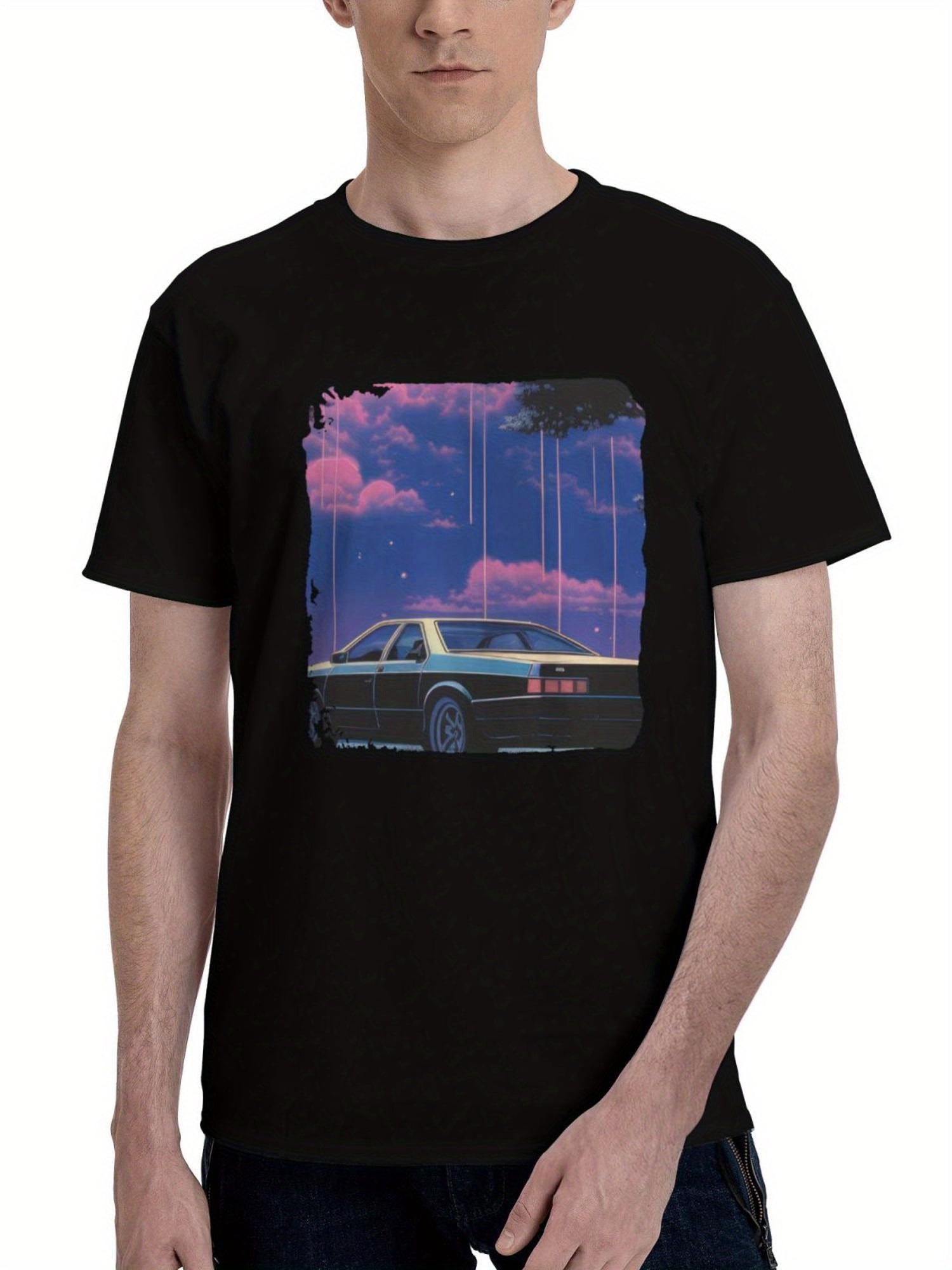 Analog-Future Reimagined 180G 100% Cotton Printed Round Neck Short-Sleeve T-Shirt, Christmas Gifts for Men Dad Husband Grandpa, S-XXXL, Black