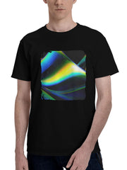 Luminous-Peaks Abstract 180G 100% Cotton Printed Round Neck Short-Sleeve T-Shirt, Christmas Gifts for Men Dad Husband Grandpa, S-XXXL, Black