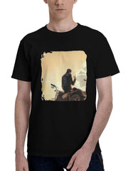 Harley-Rider 180G 100% Cotton Printed Round Neck Short-Sleeve T-Shirt, Christmas Gifts for Men Dad Husband Grandpa, S-XXXL, Black