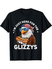 Bald Eagle Hotdog Glizzy American Flag 4th Of July Patriotic T-Shirt 180G 100% Cotton Printed Round Neck Short-Sleeve T-Shirt, Gifts for Men Dad Husband Grandpa, S-XXXL, Black