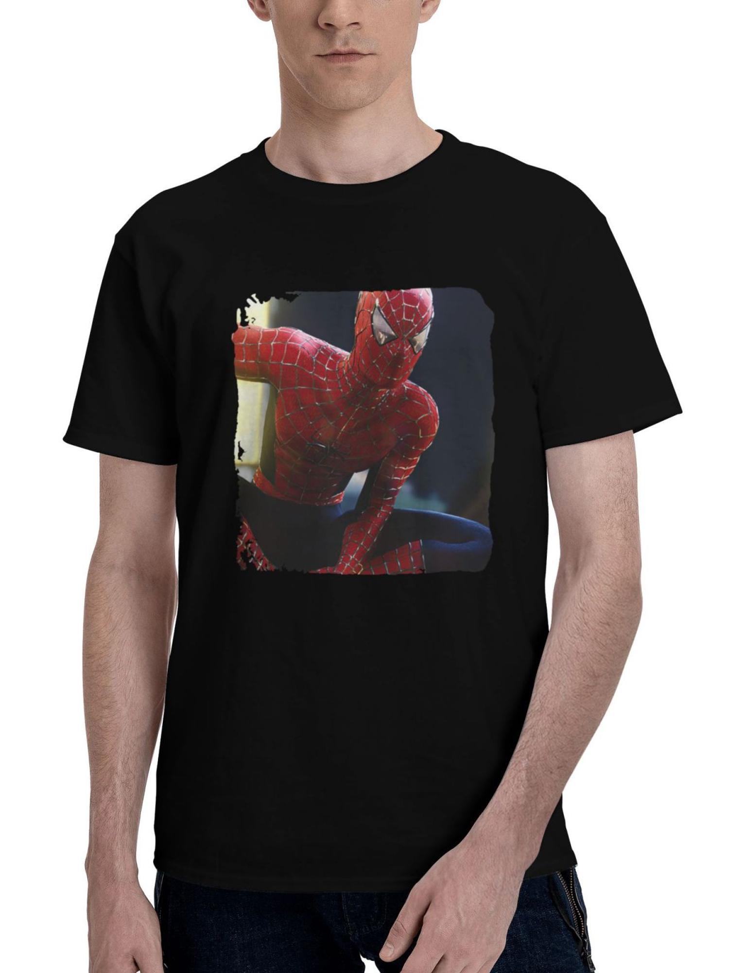 Marvels-Spider Man Lighting And Fx 180G 100% Cotton Printed Round Neck Short-Sleeve T-Shirt, Christmas Gifts for Men Dad Husband Grandpa, S-XXXL, Black