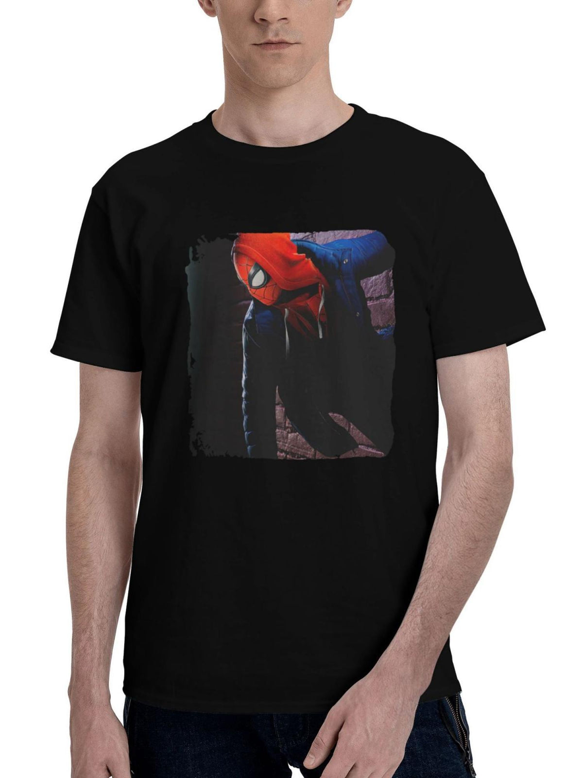 Marvels-Spider Man Miles Morales Game 180G 100% Cotton Printed Round Neck Short-Sleeve T-Shirt, Christmas Gifts for Men Dad Husband Grandpa, S-XXXL, Black