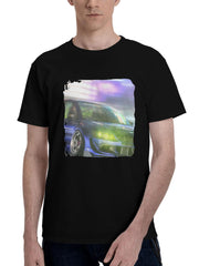 Lancer-Evolution 180G 100% Cotton Printed Round Neck Short-Sleeve T-Shirt, Christmas Gifts for Men Dad Husband Grandpa, S-XXXL, Black