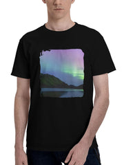 Langjisjor-Iceland 180G 100% Cotton Printed Round Neck Short-Sleeve T-Shirt, Christmas Gifts for Men Dad Husband Grandpa, S-XXXL, Black