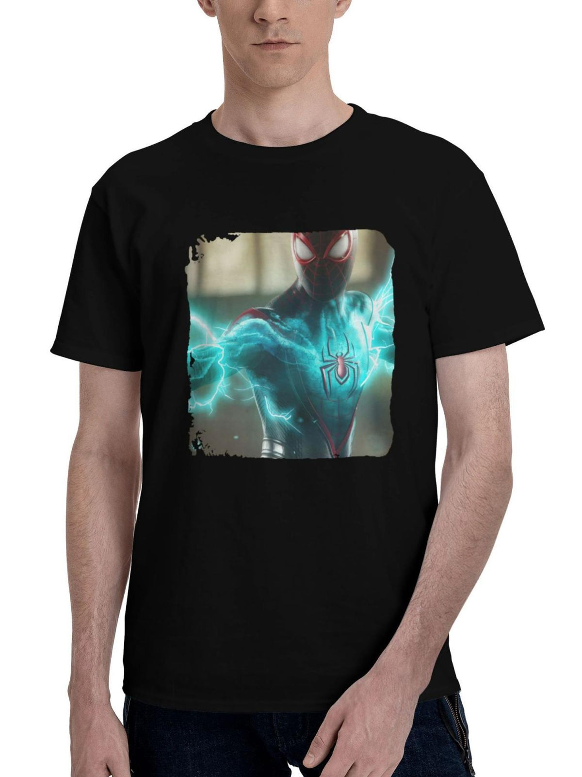 Marvels-Spiderman2 13 180G 100% Cotton Printed Round Neck Short-Sleeve T-Shirt, Christmas Gifts for Men Dad Husband Grandpa, S-XXXL, Black