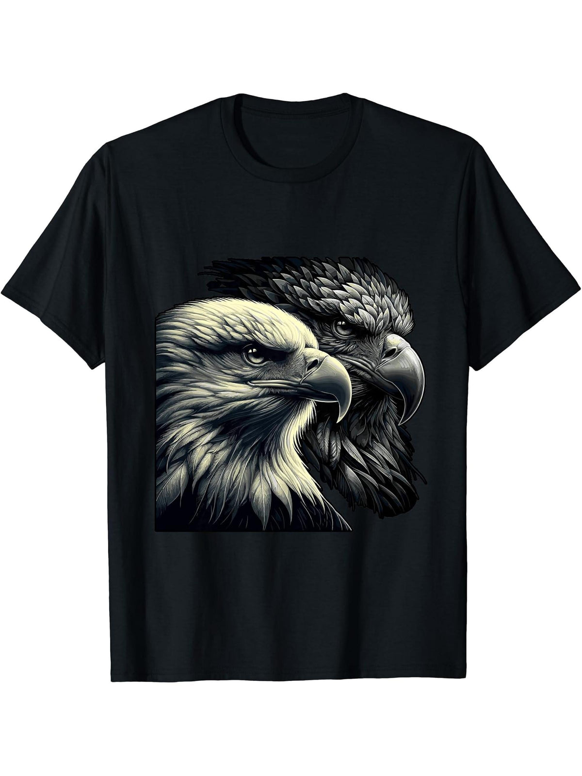 American Bald Eagle 4th of July T-Shirt 180G 100% Cotton Printed Round Neck Short-Sleeve T-Shirt, Gifts for Men Dad Husband Grandpa, S-XXXL, Black
