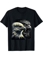 American Bald Eagle 4th of July T-Shirt 180G 100% Cotton Printed Round Neck Short-Sleeve T-Shirt, Gifts for Men Dad Husband Grandpa, S-XXXL, Black