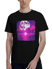 Lost-At Sea 180G 100% Cotton Printed Round Neck Short-Sleeve T-Shirt, Christmas Gifts for Men Dad Husband Grandpa, S-XXXL, Black